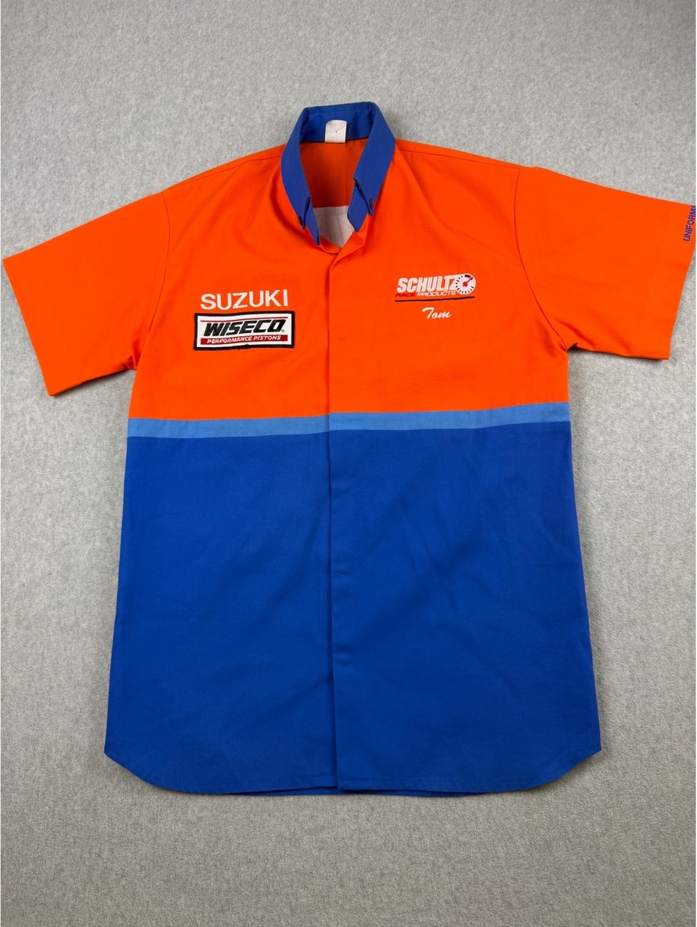 vintage Team Suzuki GST crew shirt featuring Wiseco and Schultz Race Products